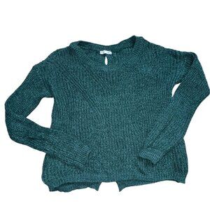 Dex Womens Knit Sweater With Back Cut Outs-Green-Size M-GUC